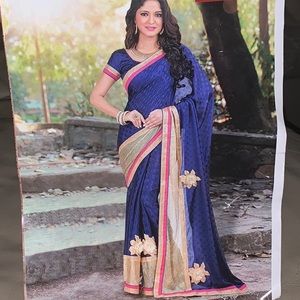 Indian Saree: Blue/ Pink/ Gold